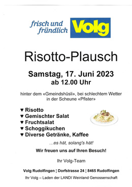 20230512 Volg Rudolfingen Risotto-Plausch 17.06.2023 Flyer