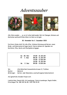 20230918 Flyer Kranzen 2023 Adventskranzen 2023