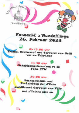 Fasnacht z'Ruedelfinge 26.02.2023 Flyer