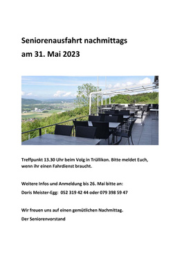 Seniorenausfahrt 31. Mai 2023 Flyer