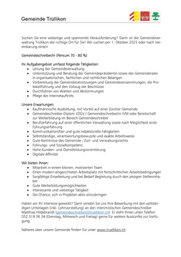 Stelleninserat Gemeindeschreiber/in