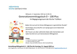 Flyer Mittagstisch A5 quer September 2025 Trülliker Ziitig Flyer