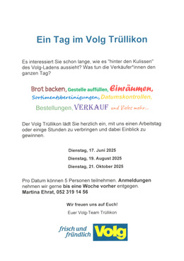 Ein Tag im Volg Trüllikon Flyer